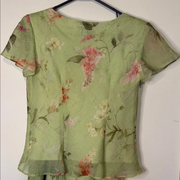 K & Company VINTAGE Y2K 2Pc. Pastel Green Shirt/Skirt Set 8 Petite - Picture 3 of 4